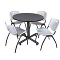 Kobe Round Tables > Breakroom Tables > Kobe Round Table & Chair Sets, 42 W, 42 L, 29 H, Grey TKB42RNDGY47GY